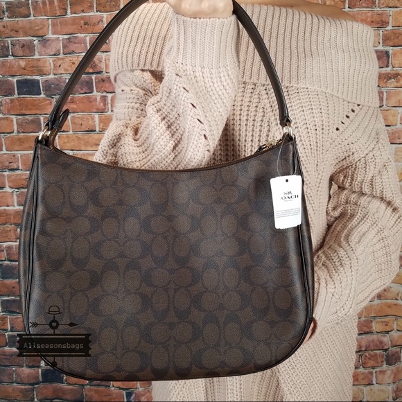 Coach signature zip leather brown shoulder bag NWT - Picture 4 of 6